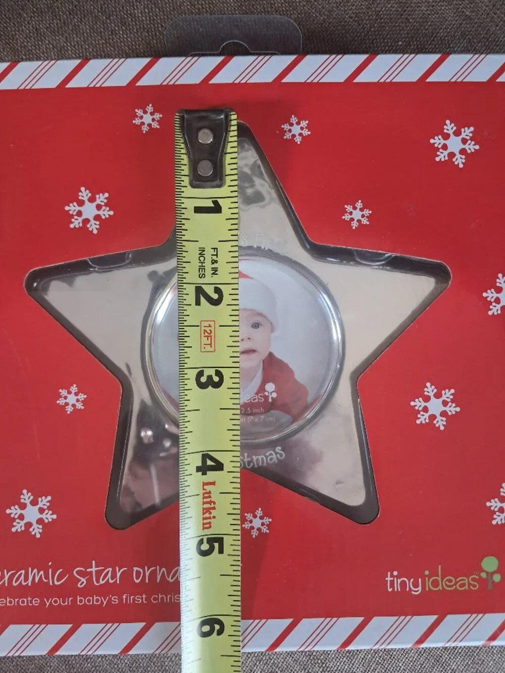 This Is A Packaged Tiny Ideas Baby's First Christmas Ceramic Star Ornament